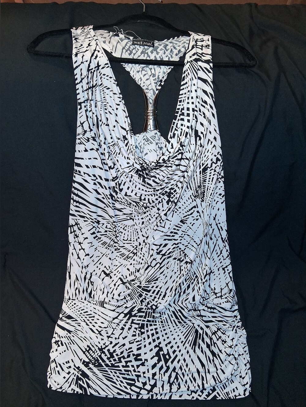 Wet Seal Y2K Black & White Abstract Print Tank Dress